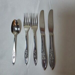 Oneida Community Stainless My Rose Flatware Set 5pc Knives Forks Spoon